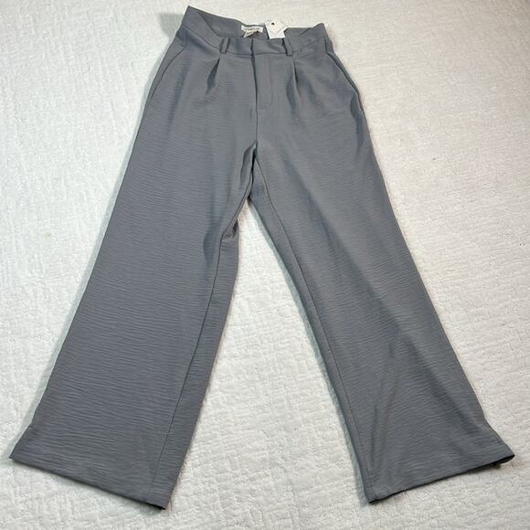 New! Ultra Flirt gray high waist loose fitting gauze crepe dress pNt trouser M - Picture 2 of 13